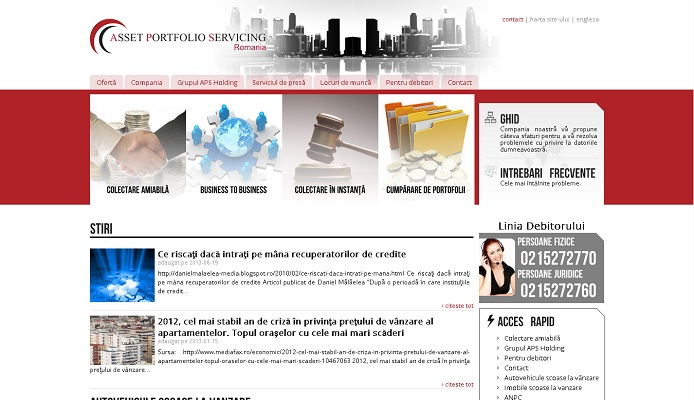 Creare site de prezentare Asset Portofolio Servicing